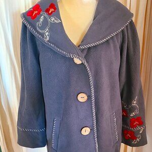 Fall Acacia Jacket with embroidery and velvet details. Size M.